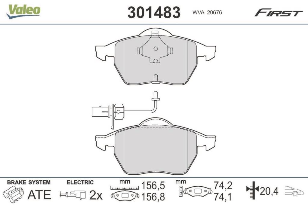Jeu de 4 plaquettes de frein VALEO ref. 301483